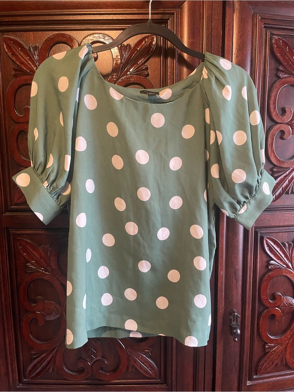 Ann Taylor Mint Green Polka Dot Blouse
